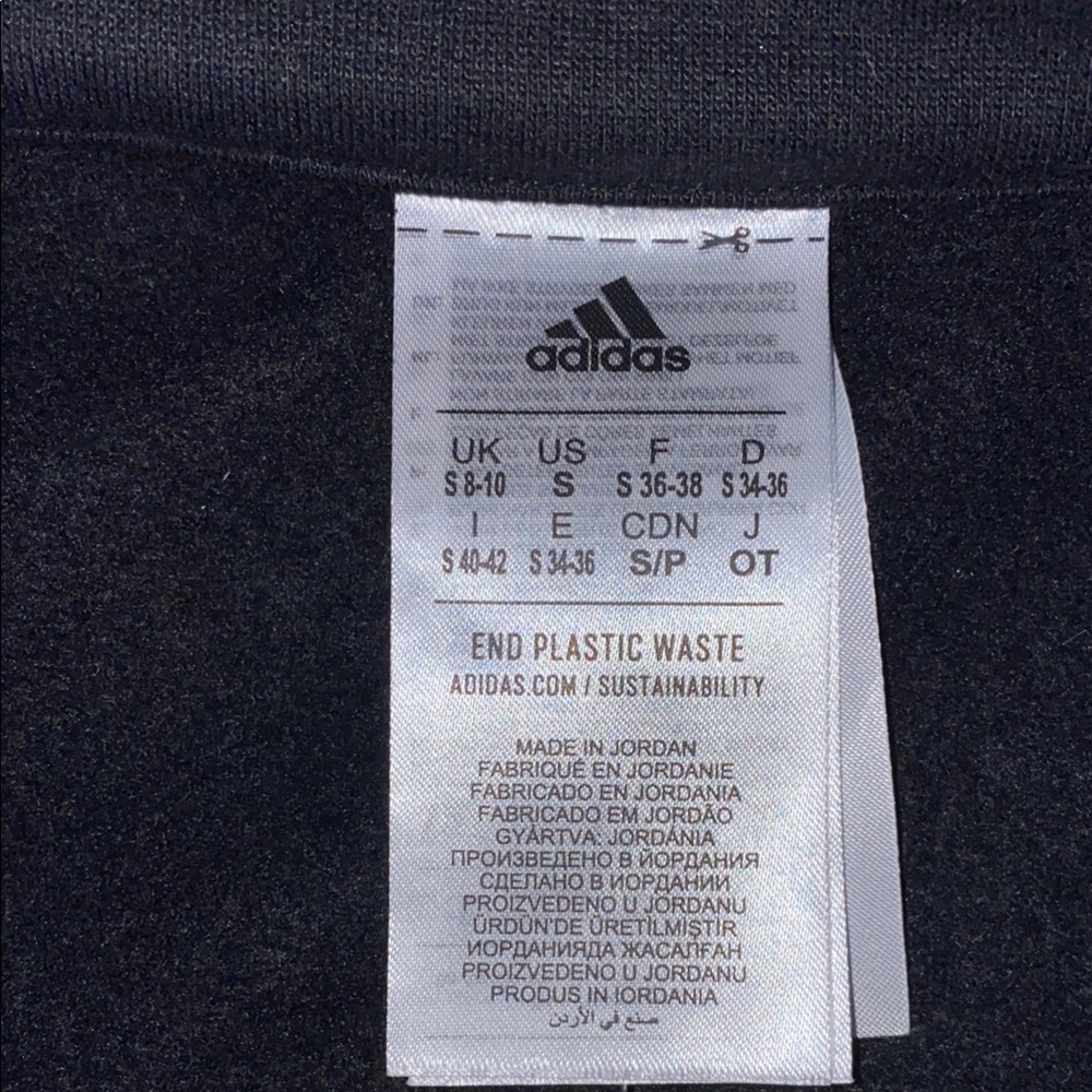 Adidas Cropped 1/4 Zip Black & White Sweatshirt Size Small NWT - Picture 8 of 8